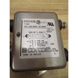 Corcom 20VK6 RFI Power Line Filter F7357 - Used