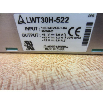 Nemic-Lambda LWT30H-522 ACDC Open Frame Power Supply LWT30H522 - Used