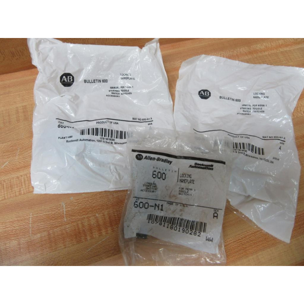 Allen Bradley 600-N1 Locking Nameplate 600N1 (Pack of 3)