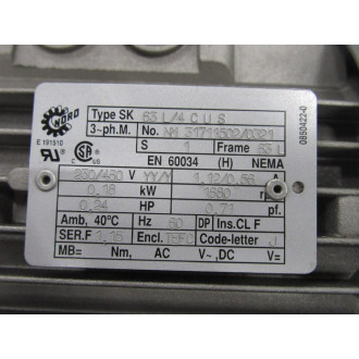 Nord SK 63 L4 C U S Gear Motor SK 12063-63 L4 - New No Box