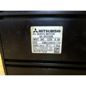 Mitsubishi HC-SFS102K AC Servo Motor HCSFS102K - Used