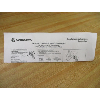 Norgren 4314-51 Excelon 73 & 74  Series Quikclamp Kit 431451