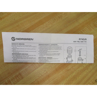 Norgren 4381-700 R74GR Regulator Service Kit 4381700