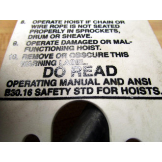 Columbus McKinnon Hoist Operator - Used