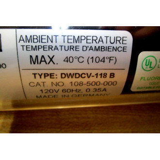 Waldmann 108-500-000 Fluorescent Lighting Fixture DWDCV-118 B - New No Box