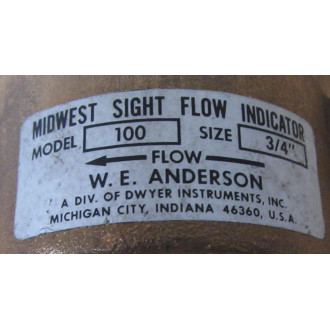 Dwyer SFI-100-34" W.E Anderson Sight Flow Indicator - New No Box