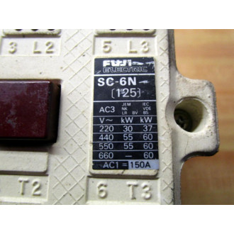 Fuji Electric SC-6N 125 Magnetic Contactor SC-6N Cracked Housing - Used