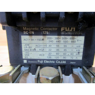 Fuji Electric SC-6N 125 Magnetic Contactor SC-6N Cracked Housing - Used
