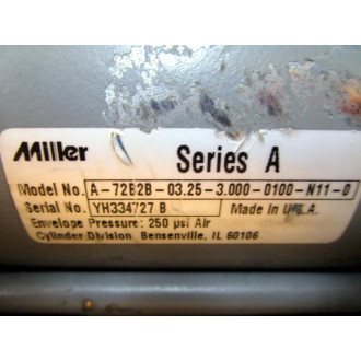 Miller A-72B2B-03.25-3.000-0100-N1-0 Cylinder A72B2B032530000100N10 - Used