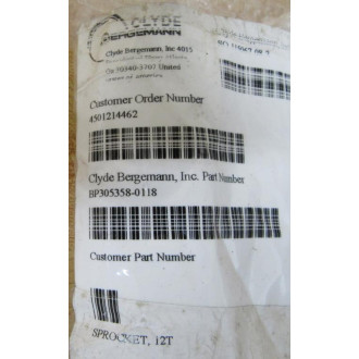 Clyde Bergemann BP305358-0118 Sprocket BP3053580118 - New No Box