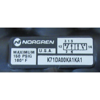 Norgren K71DA00KA1KA1 Spool Valve - Used