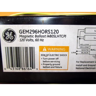 General Electric GEM296HORS120IP Magnetic Ballast GEM296HORS120 86164