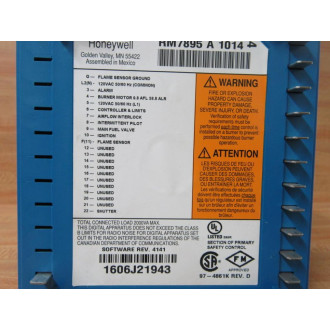 Honeywell RM7895A-1014 Burner Controller RM7895A1014 WO Cover Rev D - New No Box