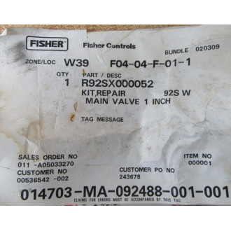 Fisher Controls R92SX000052 Valve Repair Kit
