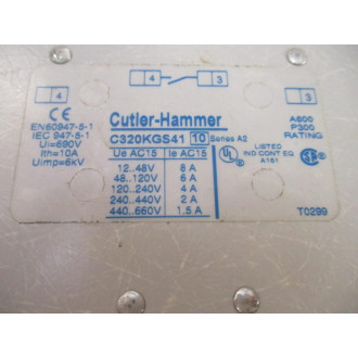 Eaton C320KGS41 Cutler-Hammer Base Aux.Contact Block - Used
