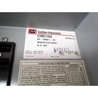 Cutler Hammer ECN0511AAA Starter 84-28691-18 - Used