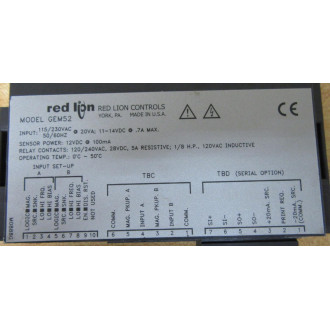 Red Lion Controls GEM52160 Dual Rate Indicator - New No Box