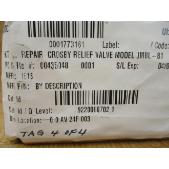 Crosby NX5985 Relief Valve Repair Kit JMBL-81