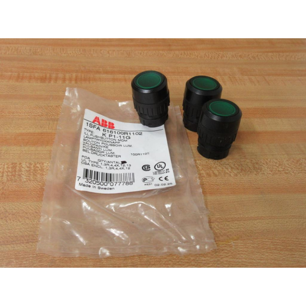 ABB KP1-11G Green Button 1SFA 616100R1102 (Pack of 3)