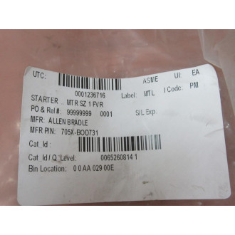 Allen Bradley 705-BOD731 Starter 705-B0D731 - New No Box
