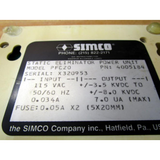 Simco PFC20 PulseFlow Controller 4005184 - Used