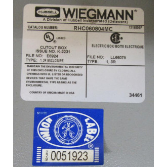 Wiegmann RHC060804MC Enclosure - Used