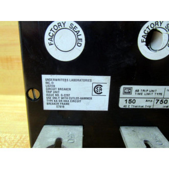 Cutler Hammer 2602D83G21 Circuit Breaker - Used