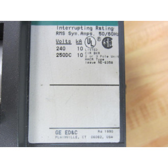 General Electric TEB132050 GE 50A Industrial Circuit Breaker - Used