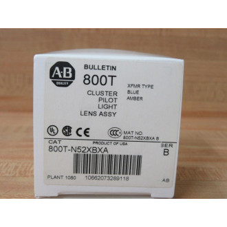 Allen Bradley 800T-N52XBXA Cluster Pilot Light Lens Assy 800TN52XBXA