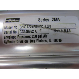 Parker 0.250 CF2MAU19AC 4.000 Ser.2MA Cylinder 0250CF2MAU19AC4000 - Used