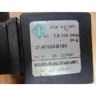 Granzow 21WN5KB190 2-way Solenoid Valve - Used