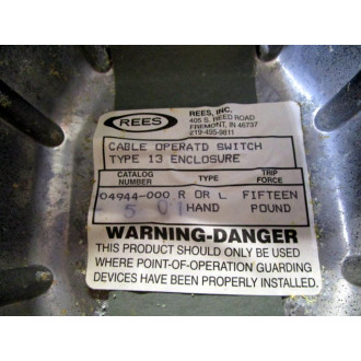 Rees 04944-000 Cable Operated Switch 04944000 BlackW-Handle - Used