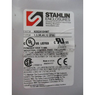Stahlin N302410HWT Fiberglass Enclosure - Used
