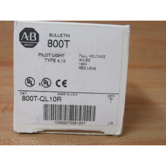 Allen Bradley 800T-QL10R Pilot Light 800TQL10R w800T-NL10
