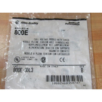 Allen Bradley 800E-3DL3 Full Voltage Module WLatch 800E3DL3