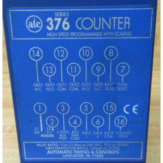 Automatic Timing & Controls 376A 100 Q 50 RX Counter - Used
