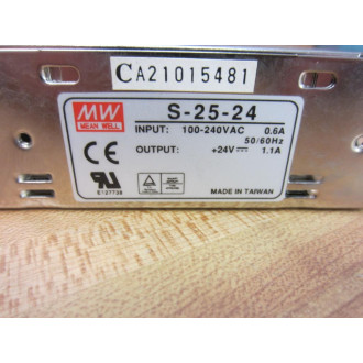 Mean Well S-25-24 ACDC Enclosed Power Supply S2524 - Used