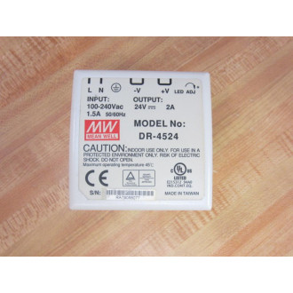MW DR-4524 ACDC Industrial DIN Rail Power Supply DR4524 - Used
