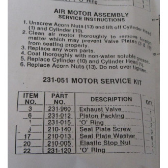 Speedflo 231-051 Service Kit 231051