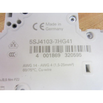 Siemens 5SJ4103-7HG41 3A Mini.Circuit Breaker 5SJ41037HG41 - Used