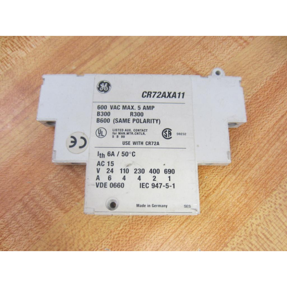 General Electric CR72AXA11 GE Auxiliary Contact - Used