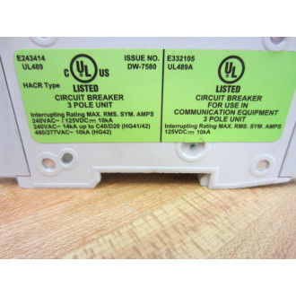Siemens 5SJ4304-7HG42 3P 4A Circuit Breaker 5SJ43047HG42 - Used