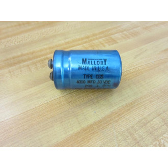 Mallory 20-97603 Type CGS Capacitor 2097603 4000 MFD 30 VDC - Used