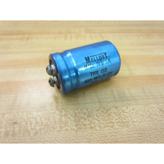 Mallory 20-97603 Type CGS Capacitor 2097603 4000 MFD 30 VDC - Used