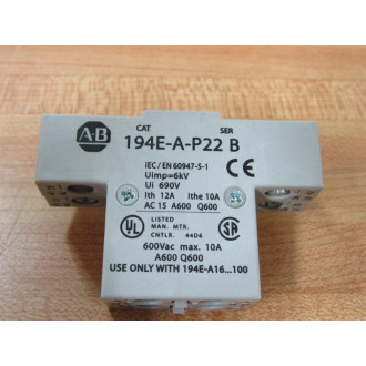 Allen Bradley 194E-A-P22 Auxiliary Contact 194EAP22
