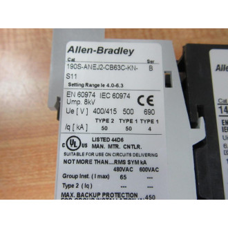 Allen Bradley 190S-ANEJ2-CB63C-KN-S11 Compact Starter 190SANEJ2CB63CKNS11