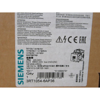 Siemens 3RT1054-6AP36 Contactor 3RT10546AP36