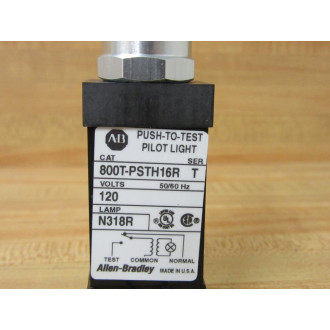 Allen Bradley 800T-PSTH16R Push-To-Test Pilot Light 800TPSTH16R