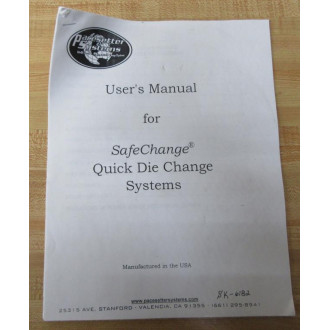 Pacesetter Systems 105-D Quick Die Change Kit 105D