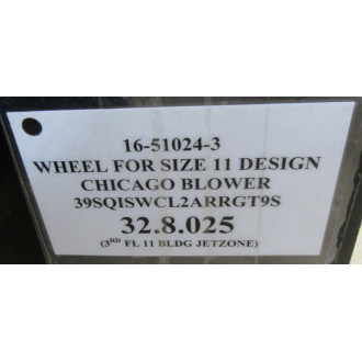 Chicago Blower 16-51024-3 Blower Wheel 16510243 - Used